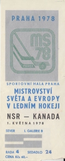 Ice Hockey World Championship Praha 1978 - 1st May - NSR - Kanada