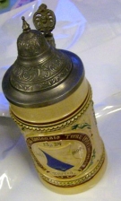 Original Bierhumpen aus Tonstein mit Metalner Deckel - Erinnerung an das Kantonale Turnfest Thalweil Zürich 1899