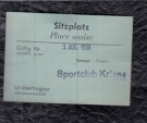 Sportclub Kriens - 3. Aug. 1958 - Sitzplatz Nr. 22, Ticket 